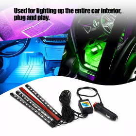 Auto LED RGB Interior Atmosphere Strip Light Decorative Foot Lamp With USB Wireless Remote Music Control Multiple Modes For Car